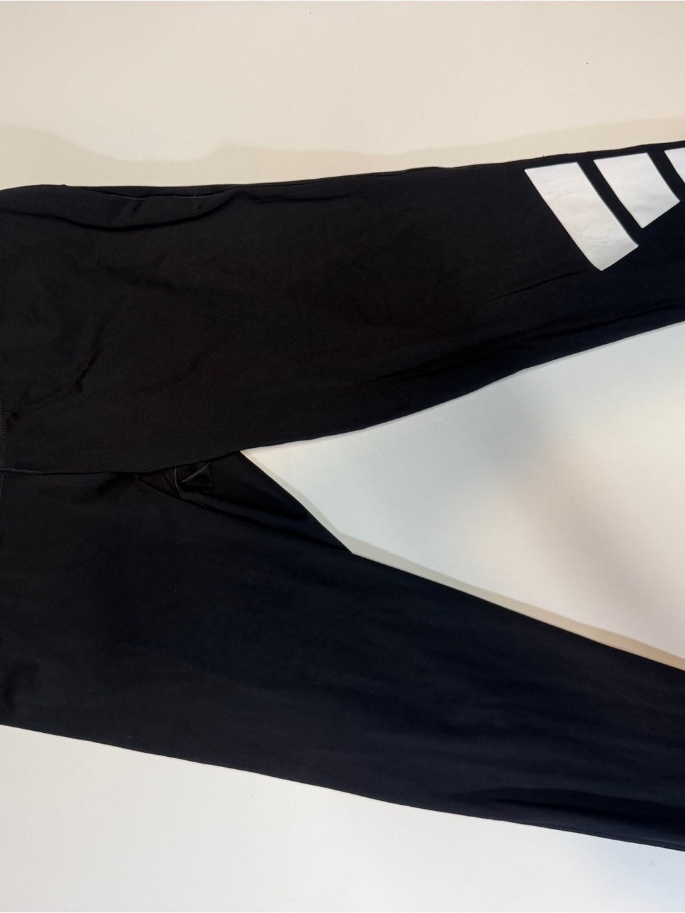 adidas Black Leggings with White Logo Print